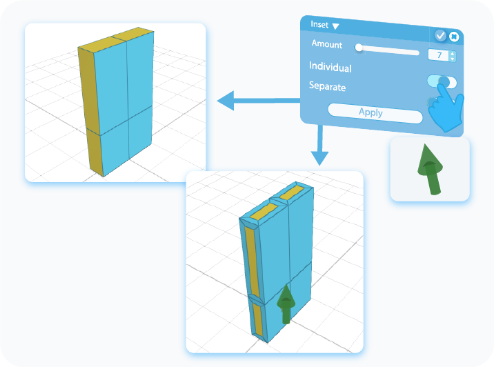 Toggle to enable the Individual setting for the Inset